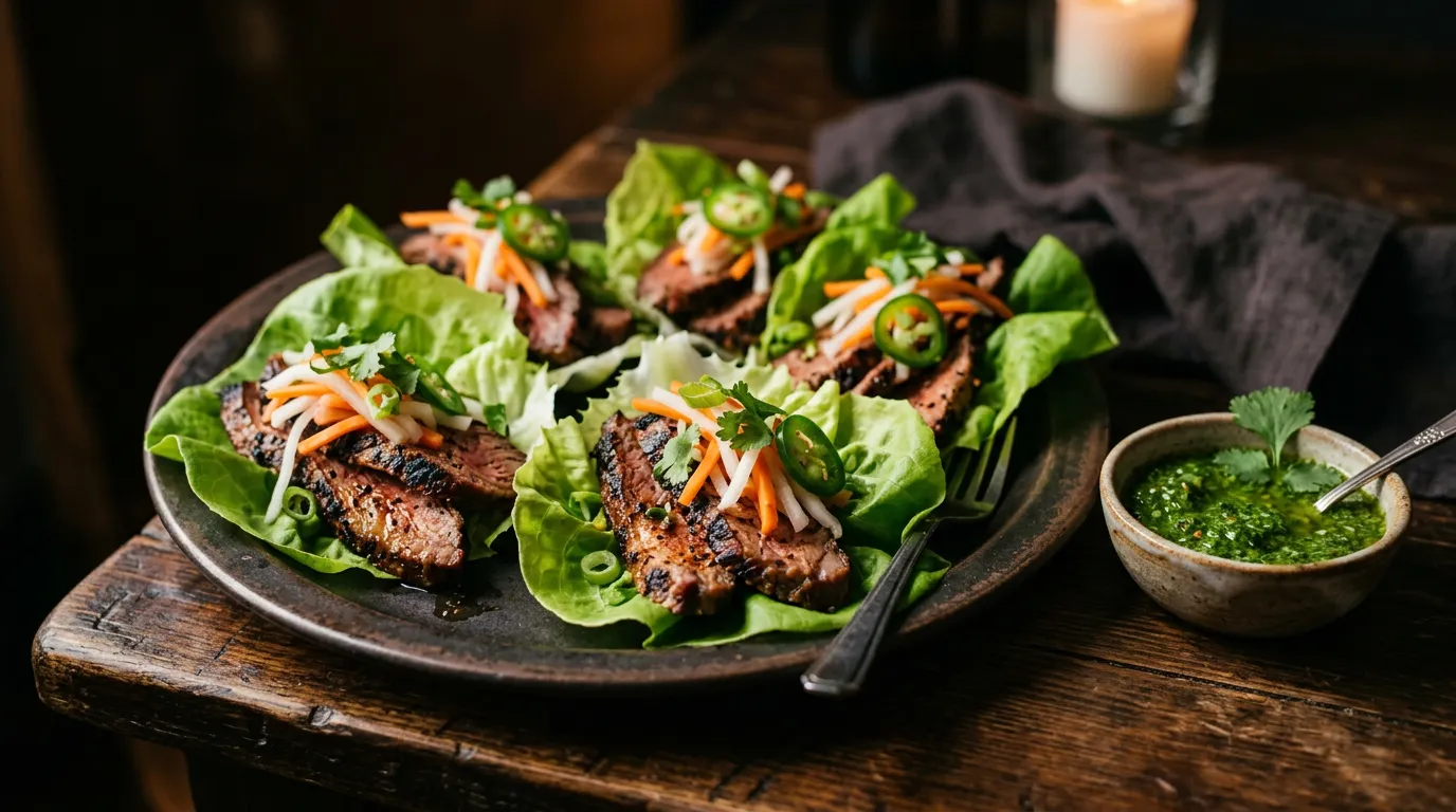 Red Pure Diesel Leaf — Tri-Tip Lettuce Wraps